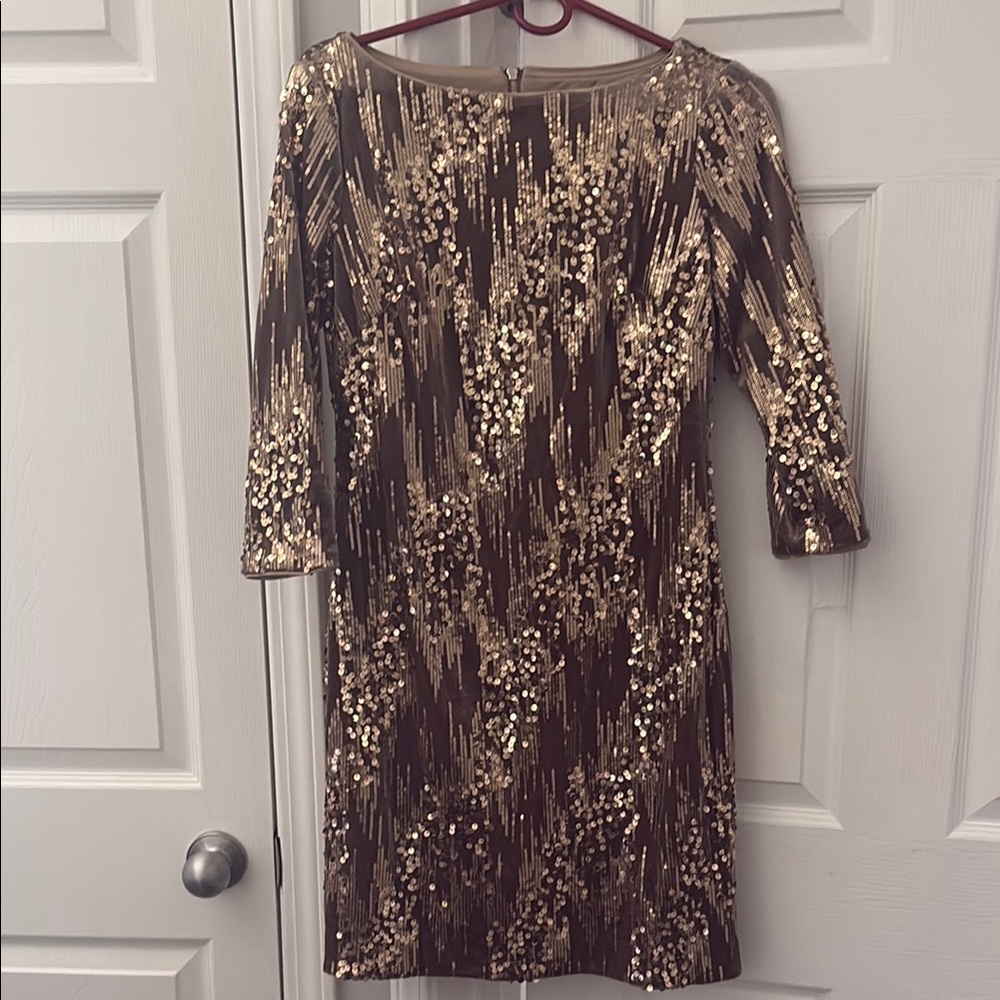 Eliza J Gold Sequin Cocktail Dress